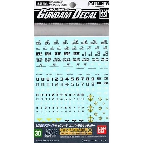 Gundam Decal 30 HGUC  Multiuse - Earth Federation 1