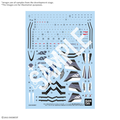 PRE ORDER - HG 1/100 VF-31F Siegfried (Messer Ihlefeld Use) Water Slide Decals